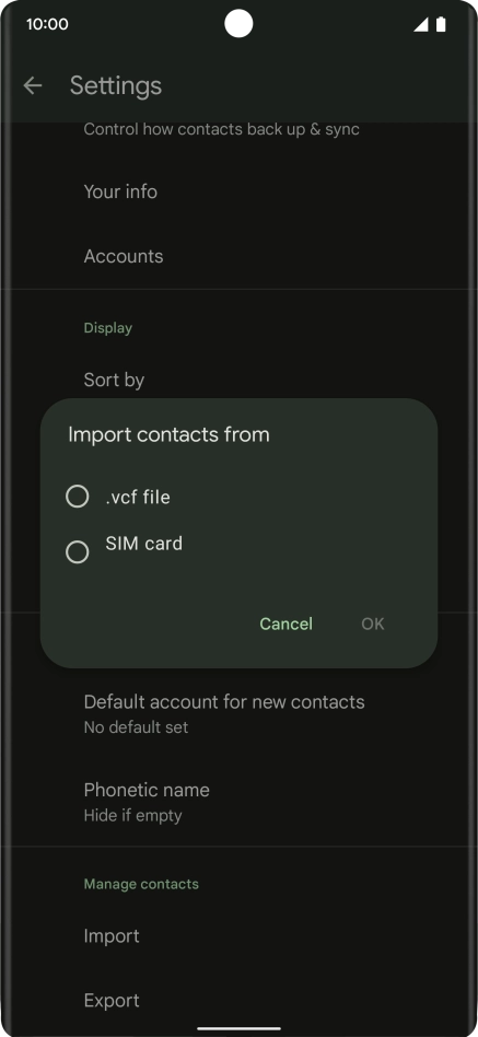 Press the name of the SIM.