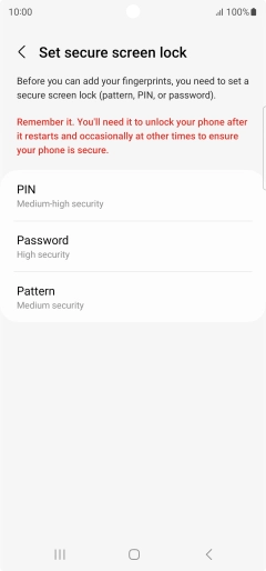 Press the required phone lock code and follow the instructions on the screen to create an additional phone lock code.