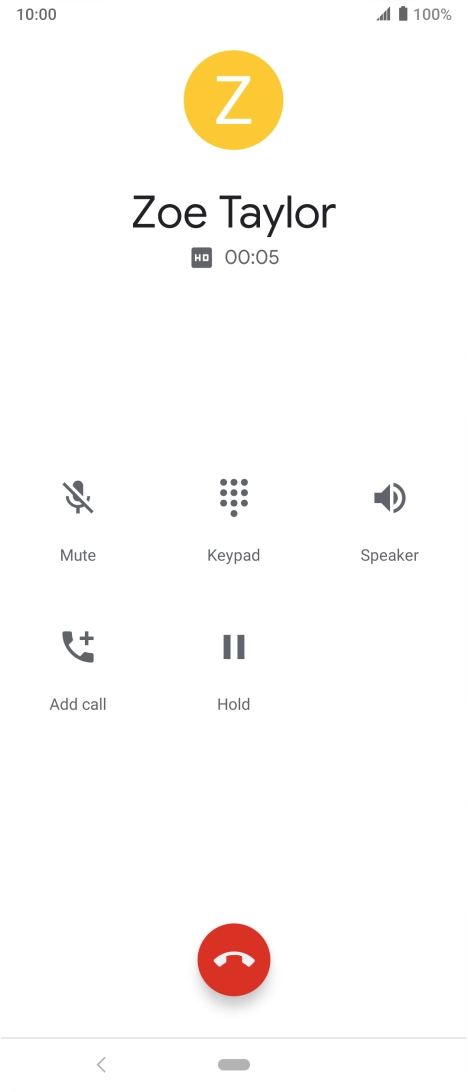 Press the end call icon.