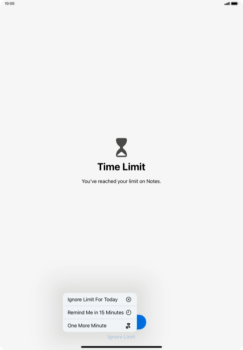 Press the required setting.