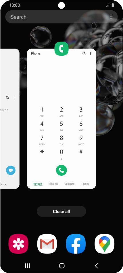 To end one running application, slide your finger upwards on the required application.