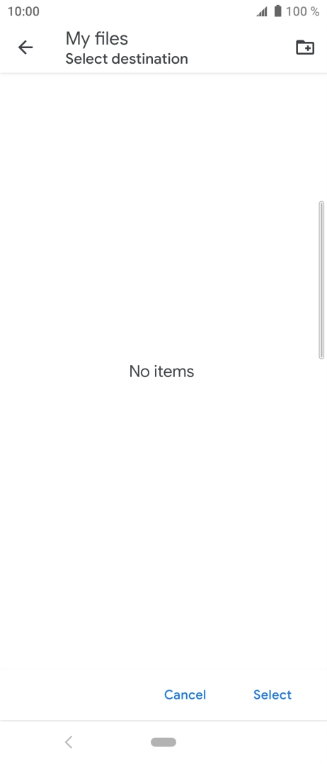 To create a new folder, press the new folder icon and follow the instructions on the screen to create a new folder.