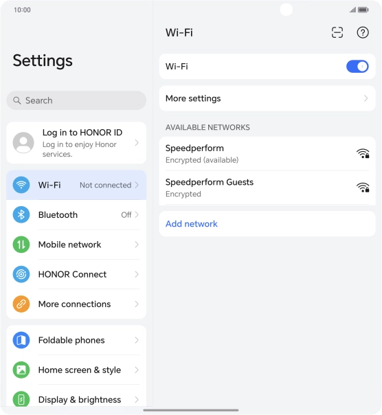 Press the required Wi-Fi network.