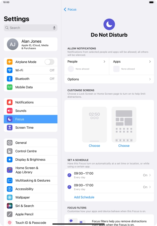 Press People and follow the instructions on the screen to select which contacts you would like to receive calls and notifications from when Do Not Disturb is turned on.