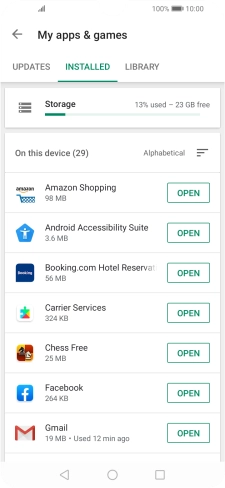 Press the required app.