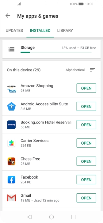 Press the required app.