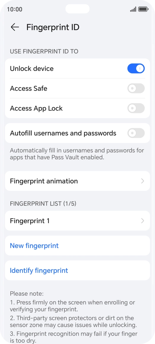 Press the required settings.
