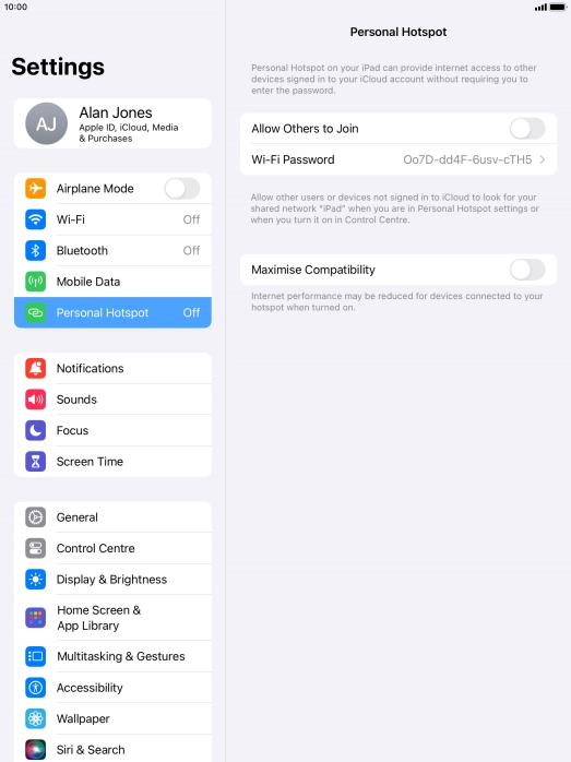 Press Wi-Fi Password and key in the required password.