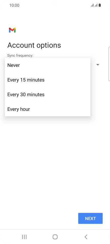 Press the required setting.