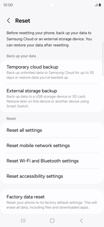 Press Reset mobile network settings.