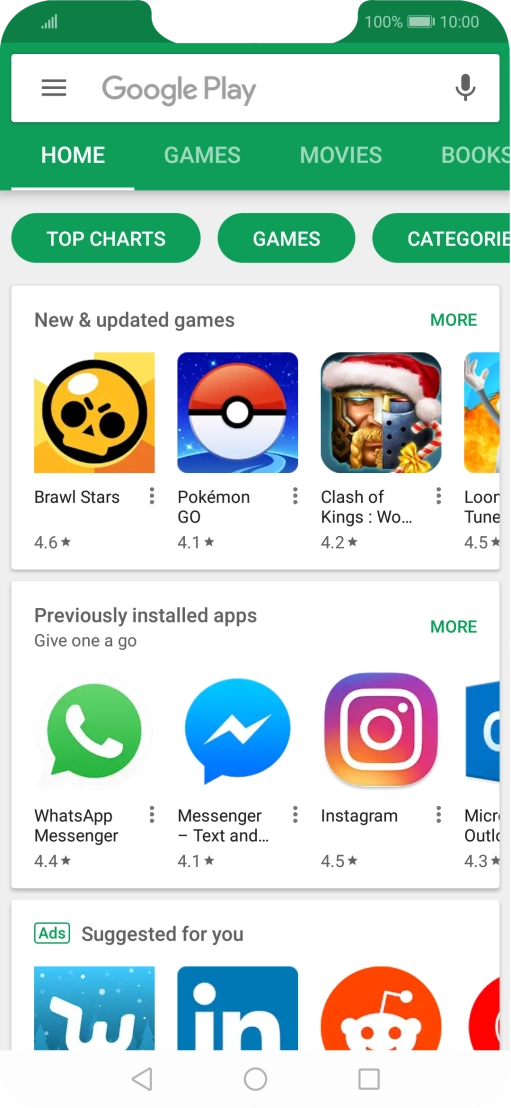 Slide your finger right starting from the left side of the screen.