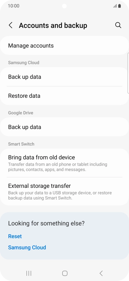 Press Manage accounts.