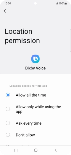 Press the required setting.
