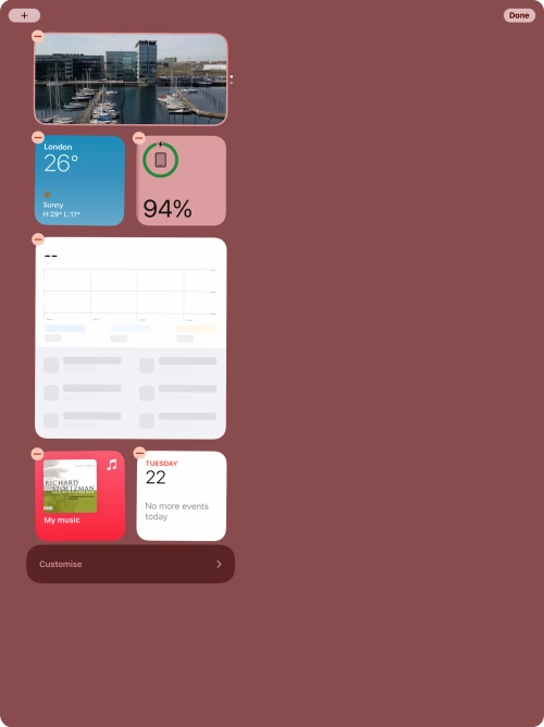 Press and hold the required widget until a pop-up menu is displayed.