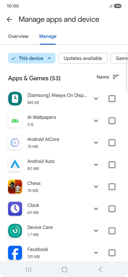 Press the required app.