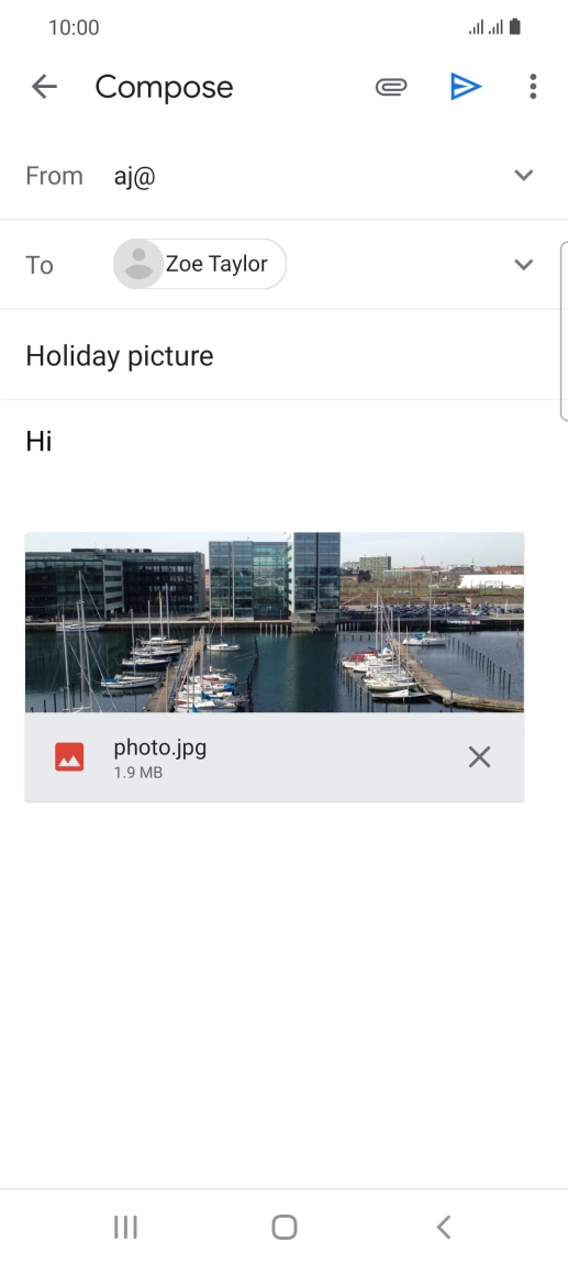 Press the send icon when you've finished your email.