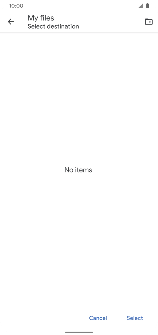 To create a new folder, press the new folder icon and follow the instructions on the screen to create a new folder.