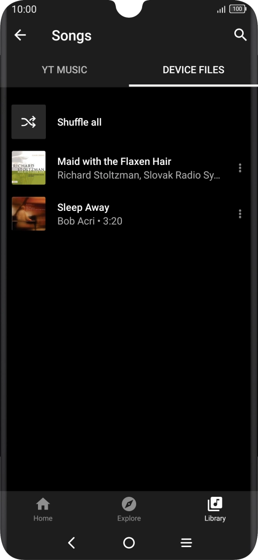 Press the required audio file.