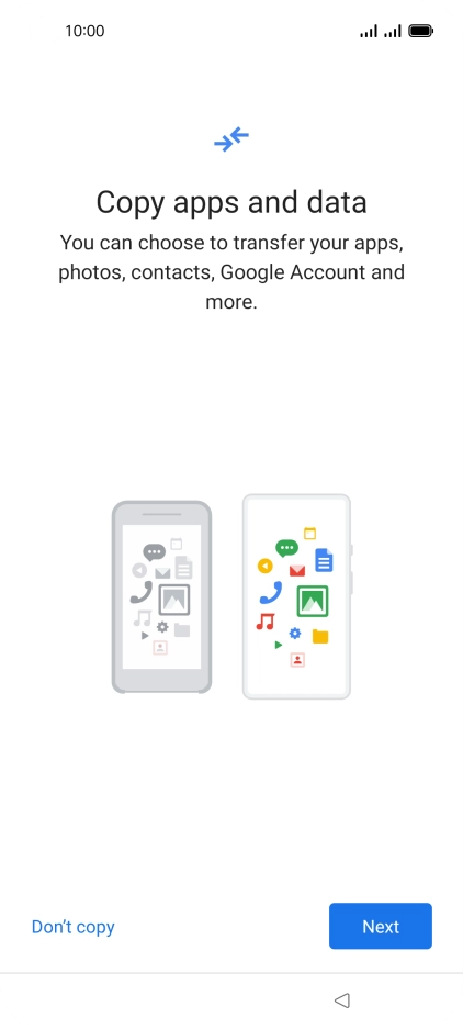 You can transfer the contents of another phone to your phone when it's activated for the first time and after a factory reset. When this screen is displayed, your phone is ready to transfer contents from another phone.