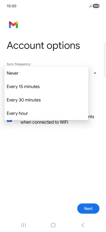 Press the required setting.