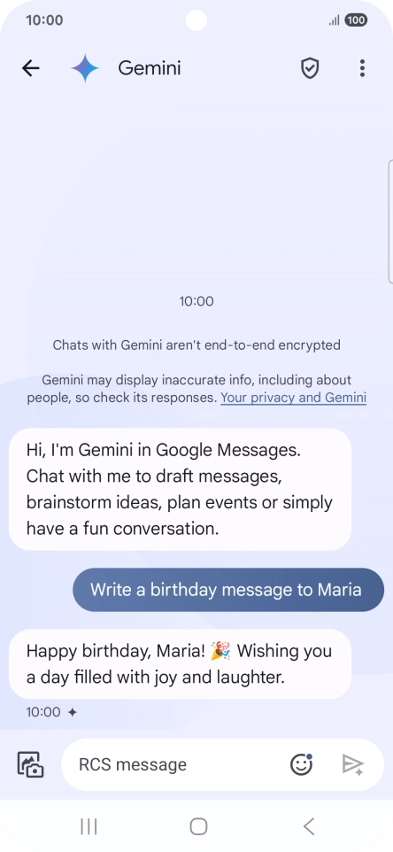 The text suggestion from Gemini is displayed.