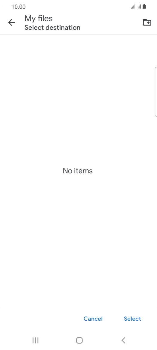 To create a new folder, press the new folder icon and follow the instructions on the screen to create a new folder.