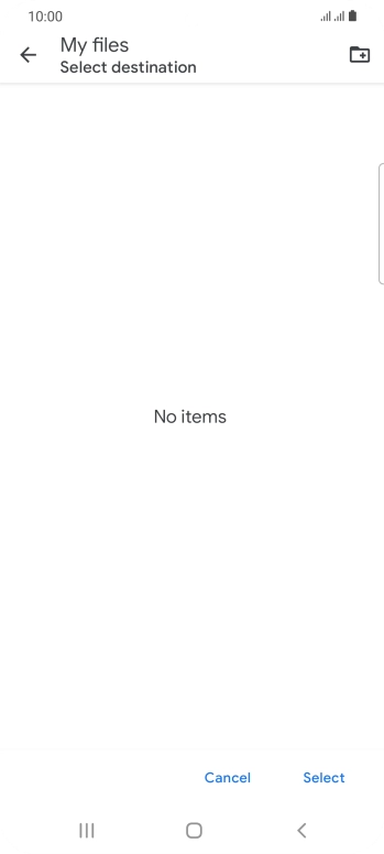 To create a new folder, press the new folder icon and follow the instructions on the screen to create a new folder.