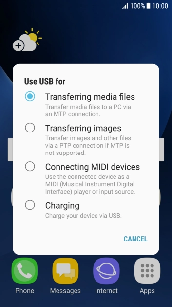 Press Transferring media files to turn on the function.