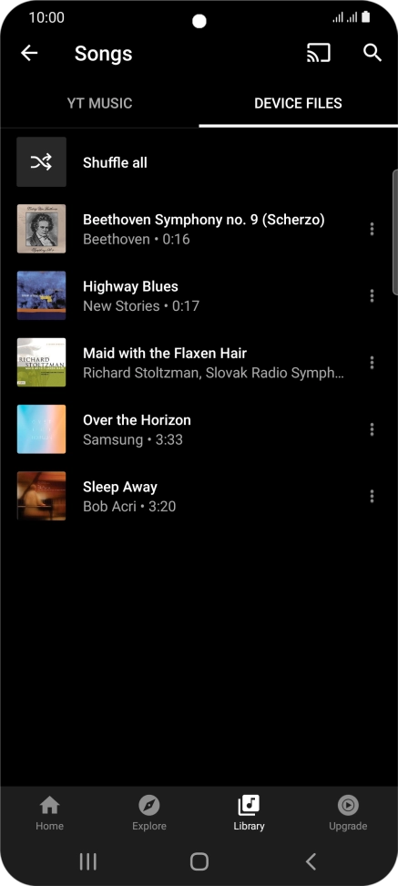 Press the required audio file.