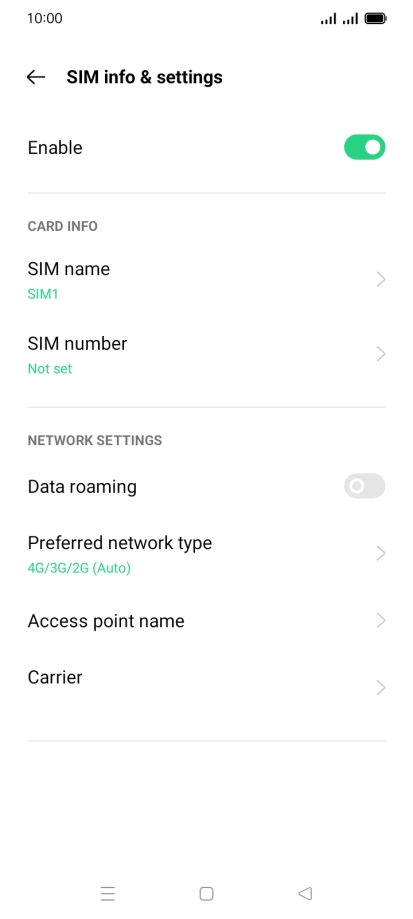 Press Preferred network type.