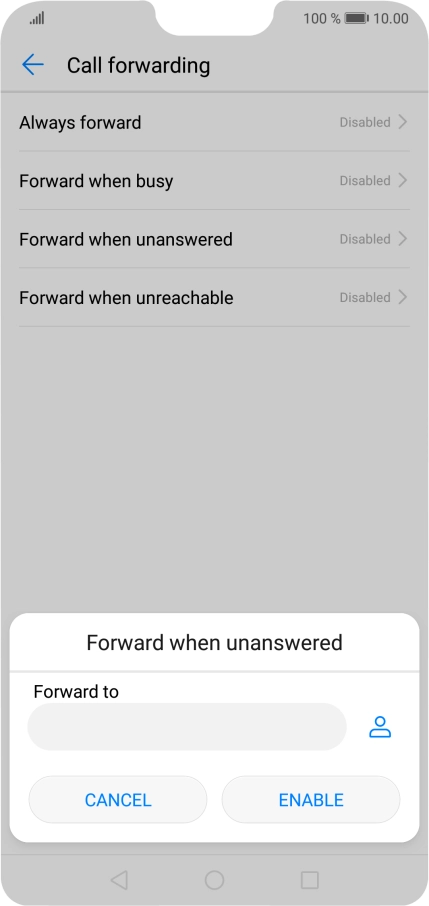 Key in +447953222222 and press ENABLE.