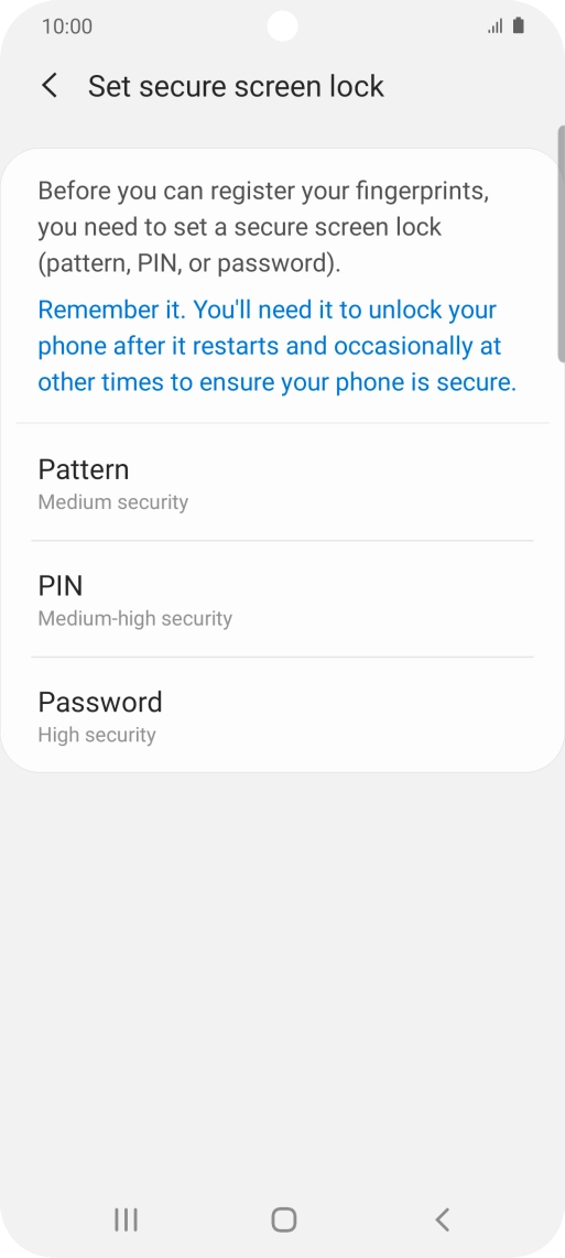 Press the required phone lock code and follow the instructions on the screen to create an additional phone lock code.