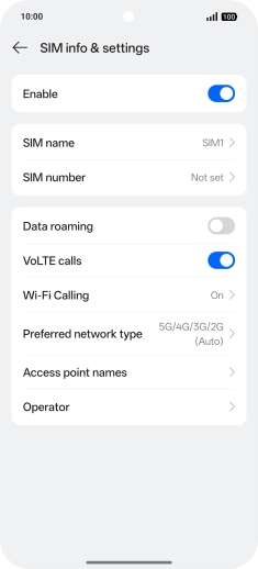 Press Preferred network type.