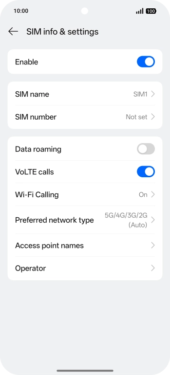 Press Preferred network type.