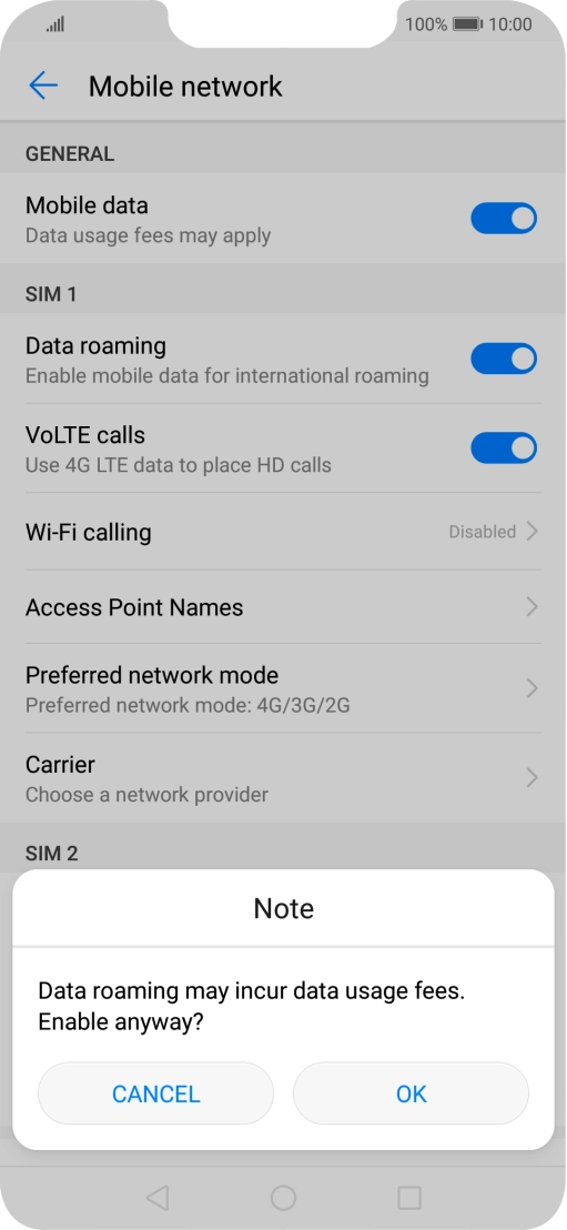 If you turn on the function, press OK.