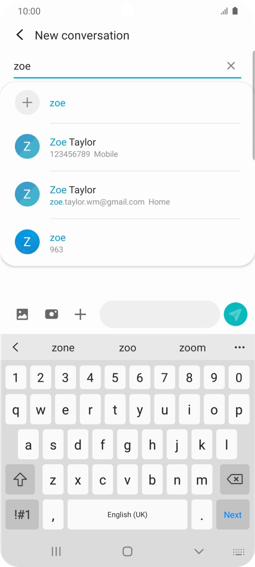 Press the required contact.