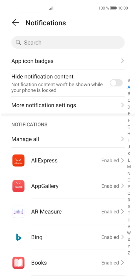 Press the required app.