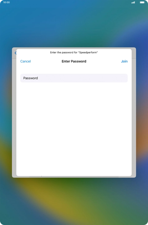 Key in the password for the Wi-Fi network and press Join.