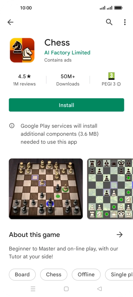 Press Install and follow the instructions on the screen to install the app.