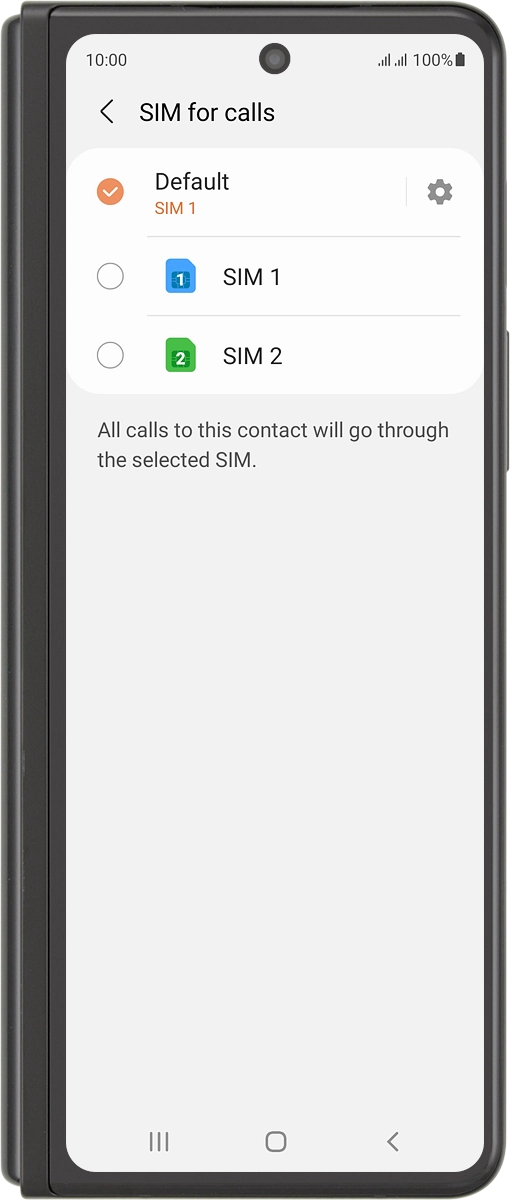 Press the required setting.