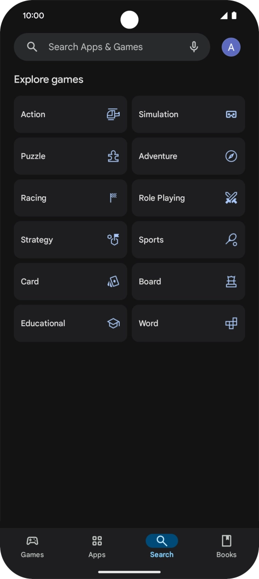 Press the search field.
