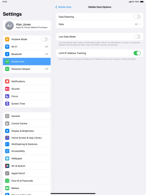 Press the indicator next to 