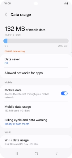 The total data usage is displayed.