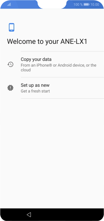You can transfer the contents of another phone to your phone when it's activated for the first time and after a factory reset. When this screen is displayed, your phone is ready to transfer contents from another phone.