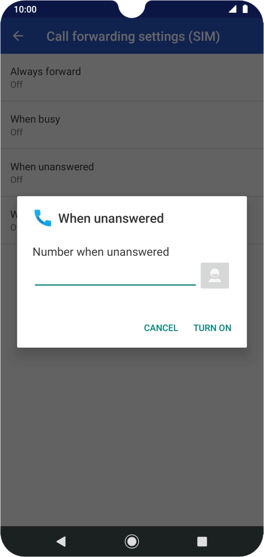 Key in +447953222222 and press TURN ON.