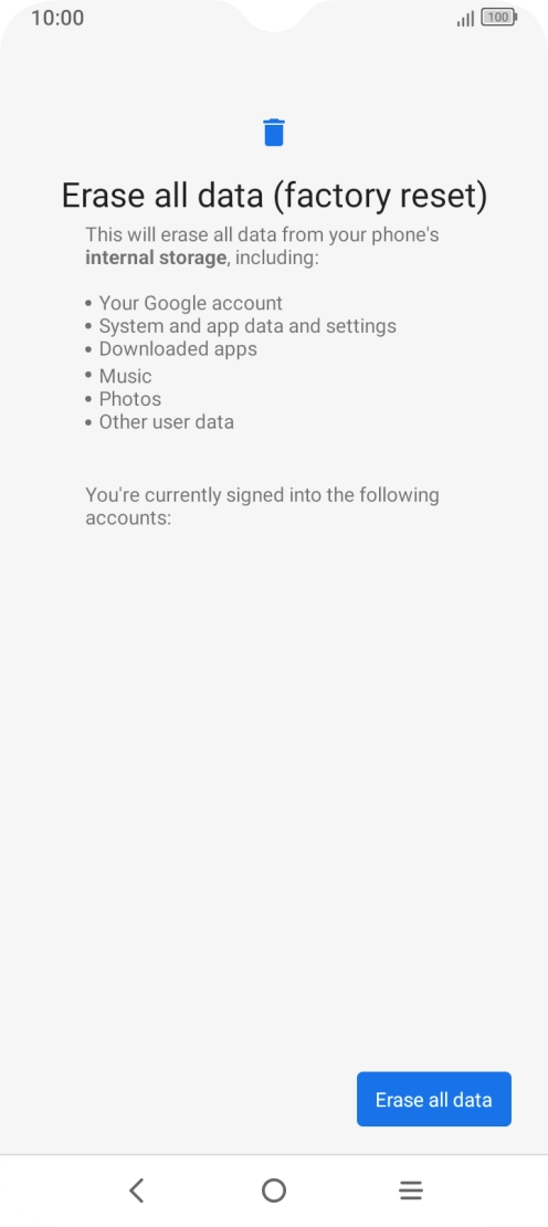 Press Erase all data.