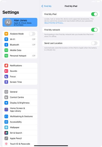 Press the indicator next to 