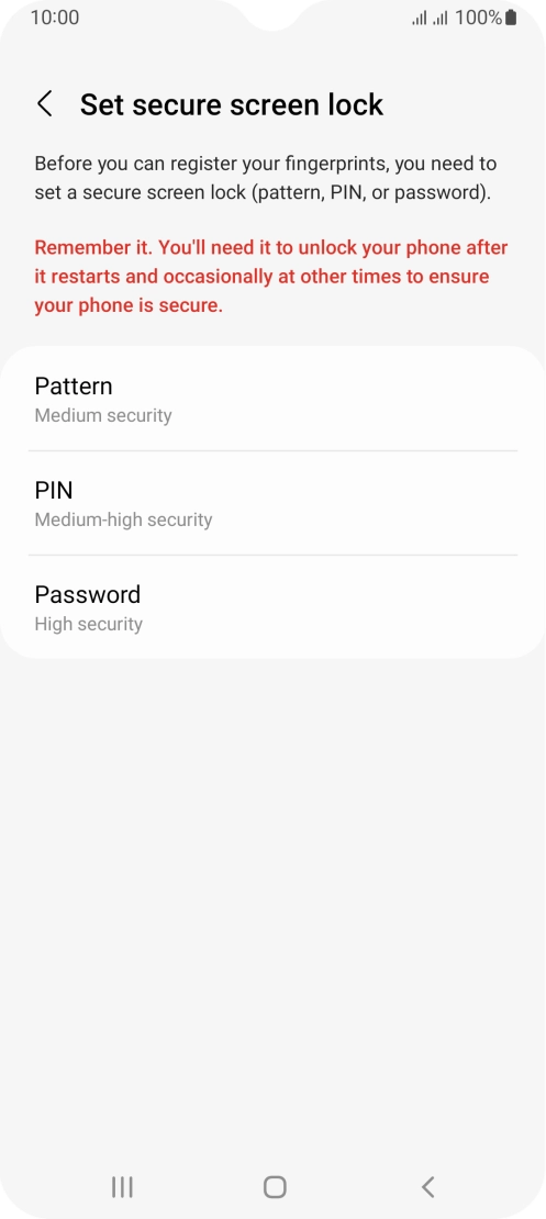 Press the required phone lock code and follow the instructions on the screen to create an additional phone lock code.