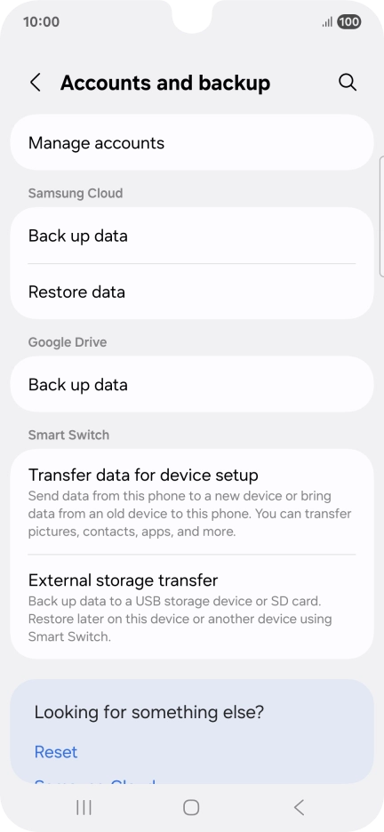 Press Manage accounts.