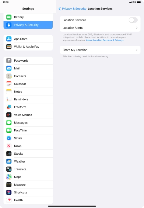 Press the indicator next to 